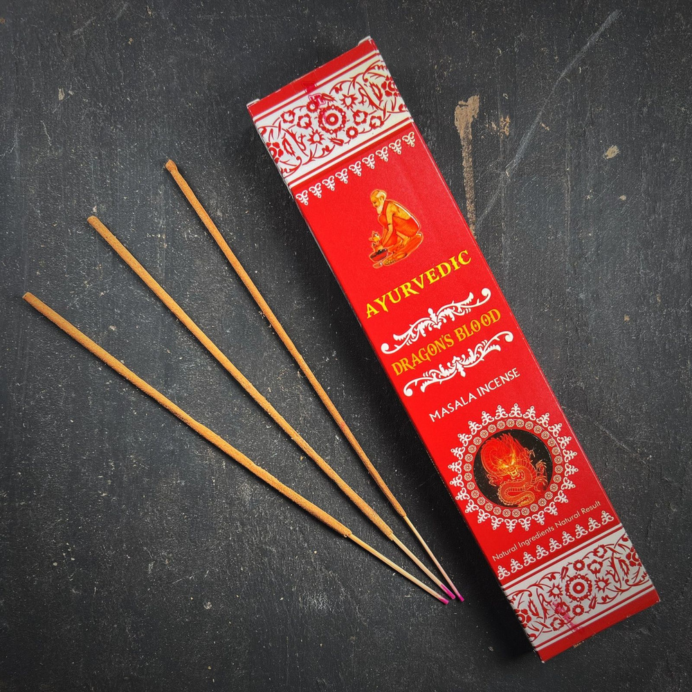 DRAGONS BLOOD Masala Incense, Ayurvedic (КРОВЬ ДРАКОНА масала благовония, Аюрведик), уп. 15 г.  #1