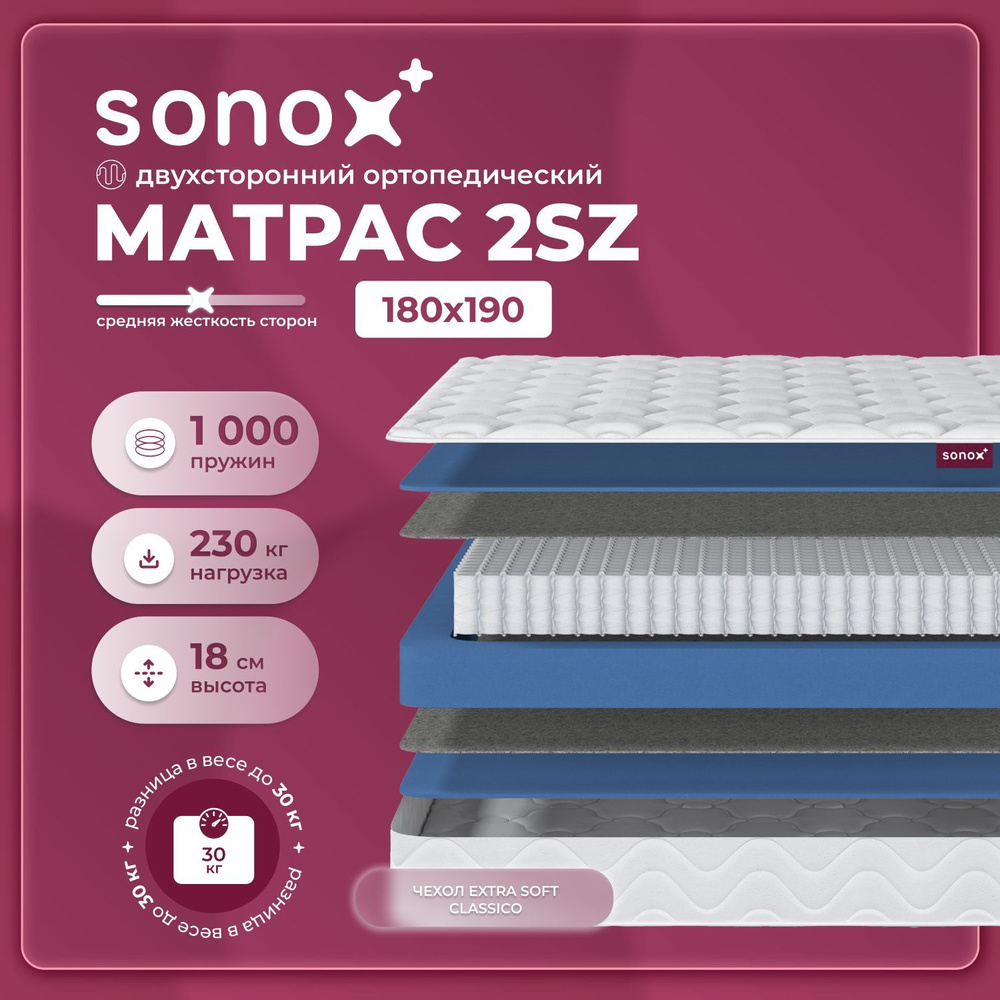 SONOX Матрас 2SZ180190, Независимые пружины, 180х190 см #1