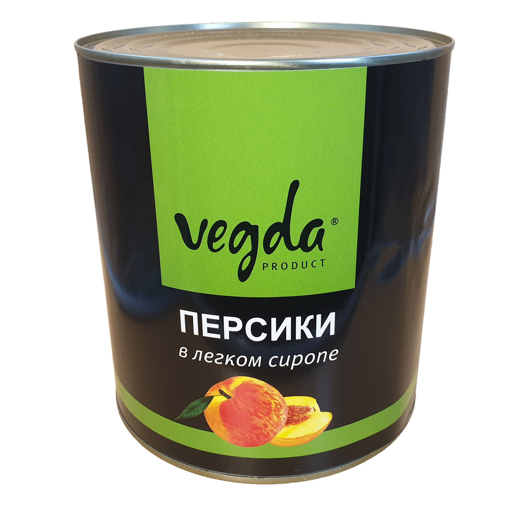 Персики в легком сиропе "Vegda", в большой банке 3100 мл #1