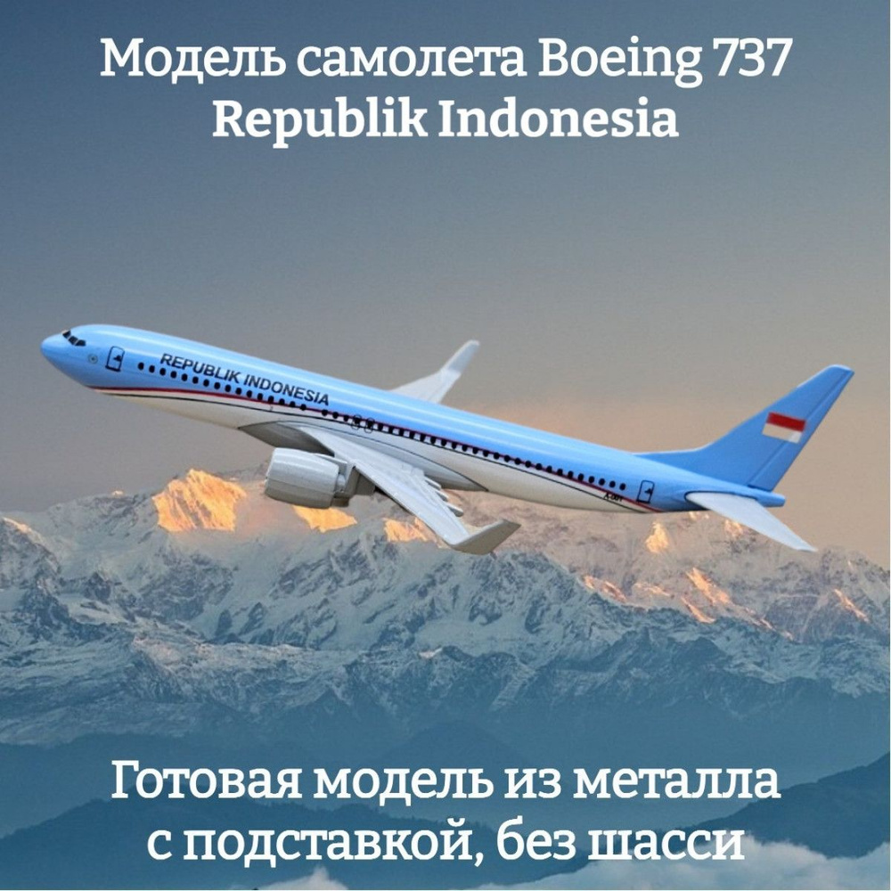 Модель самолета Boeing 737 Republik Indonesia длина 16 см (без шасси) #1