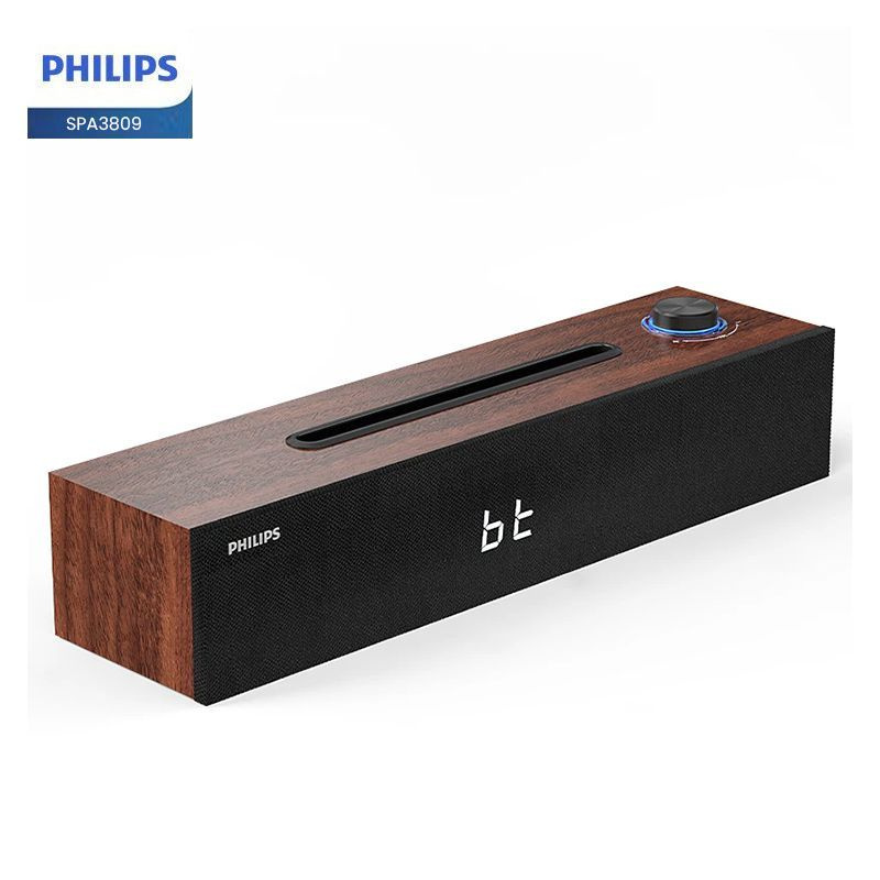 Деревянная bluetooth-колонка Philips SPA3809 /Цифровые часы #1