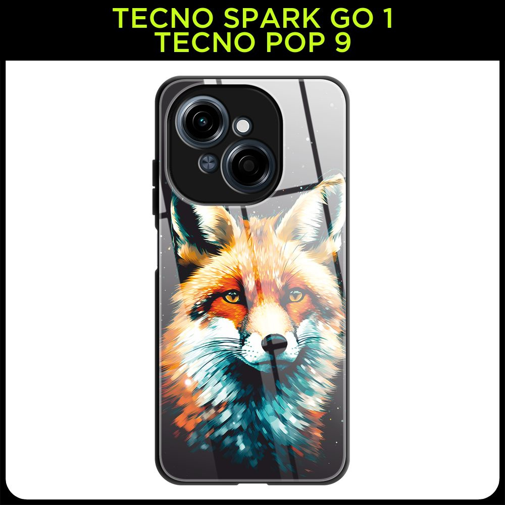 Стеклянный чехол на Tecno Spark Go 1/Tecno POP 9 / Техно Спарк Го 1/Техно ПОП 9 с принтом "Звездная лиса" #1