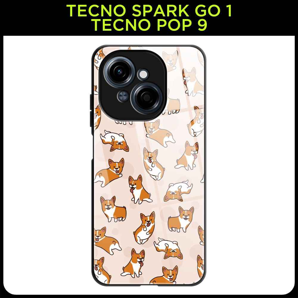 Стеклянный чехол на Tecno Spark Go 1/Tecno POP 9 / Техно Спарк Го 1/Техно ПОП 9 с принтом "Фон из Корги" #1