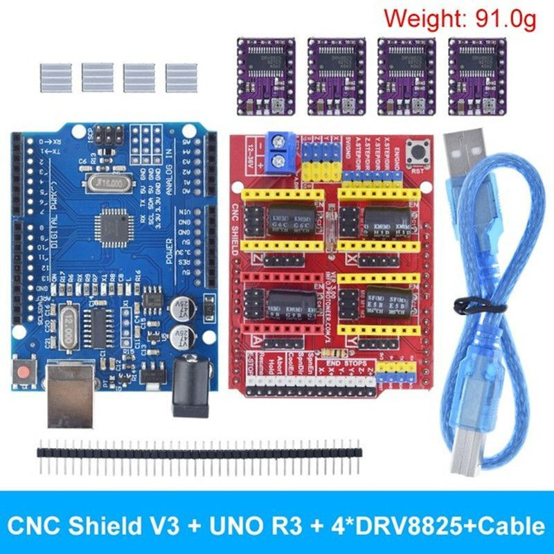 Комплект Arduino UNO для 3D принтера / ЧПУ станка с драйверами шагового двигателя DRV8825. Контроллер #1