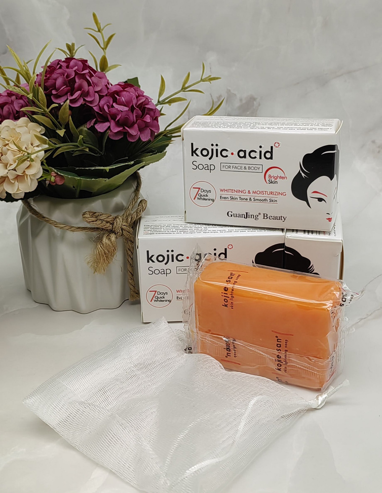 Мыло натуральное косметическое Kojic Acid для умывания для лица с коллагеном увлажняющее, для пилинга, #1