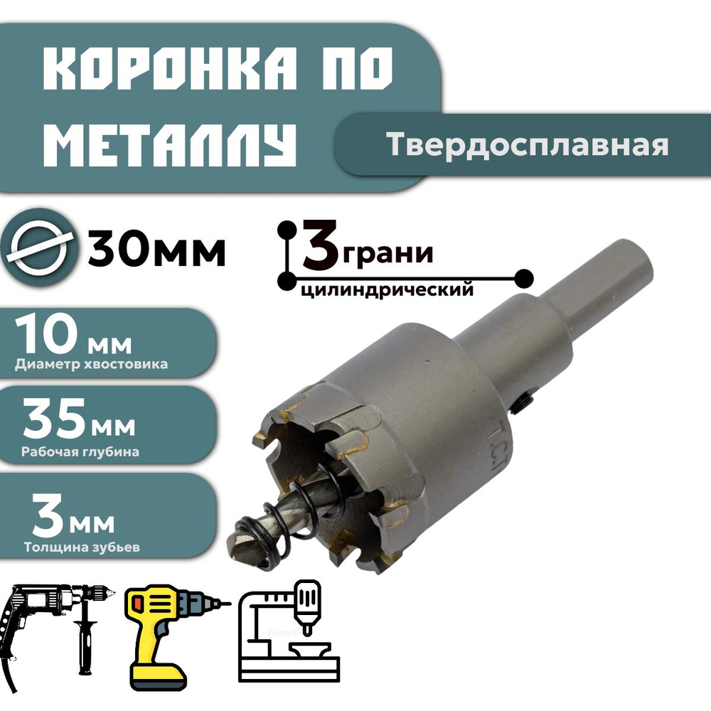 Коронка по металлу твердоспдлавная 30 мм #1