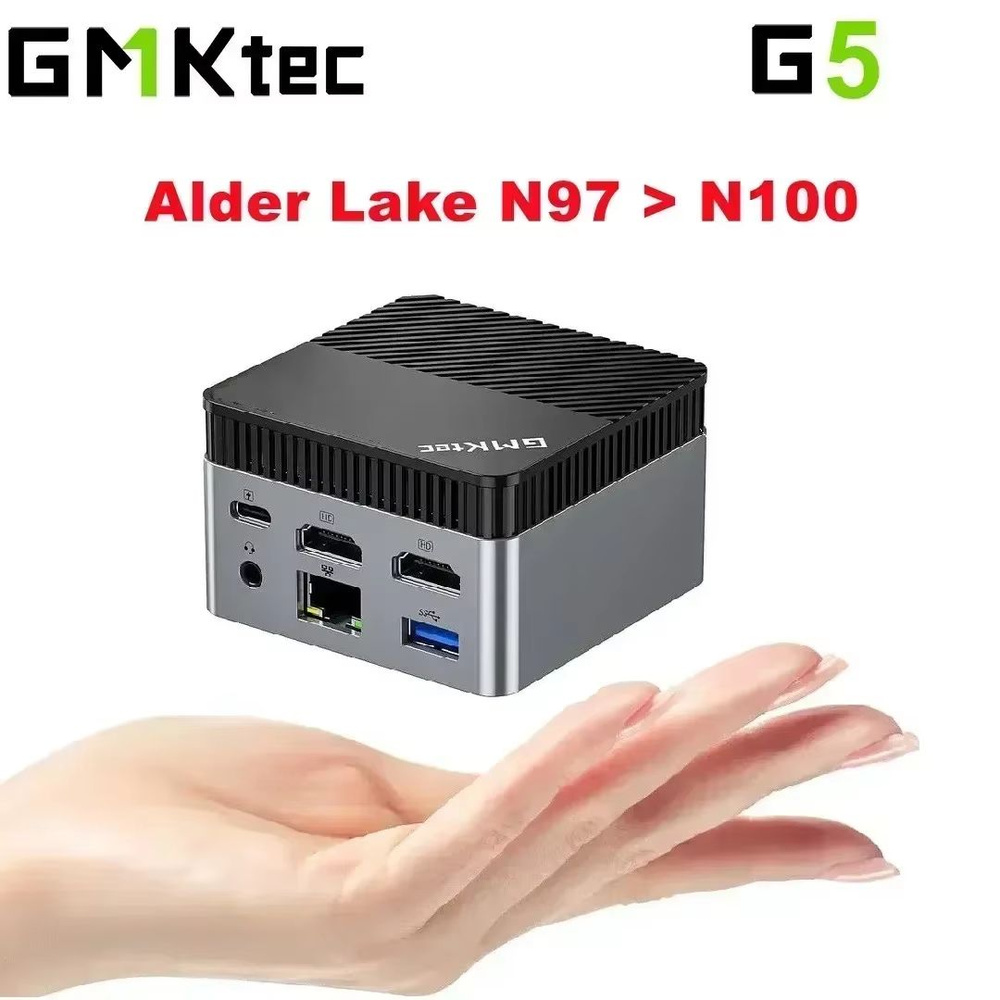 GMKtec Мини-ПК G5 N97 (Intel N97, RAM 12 ГБ, SSD 2000 ГБ, Intel UHD Graphics, Windows), черно-серый  #1