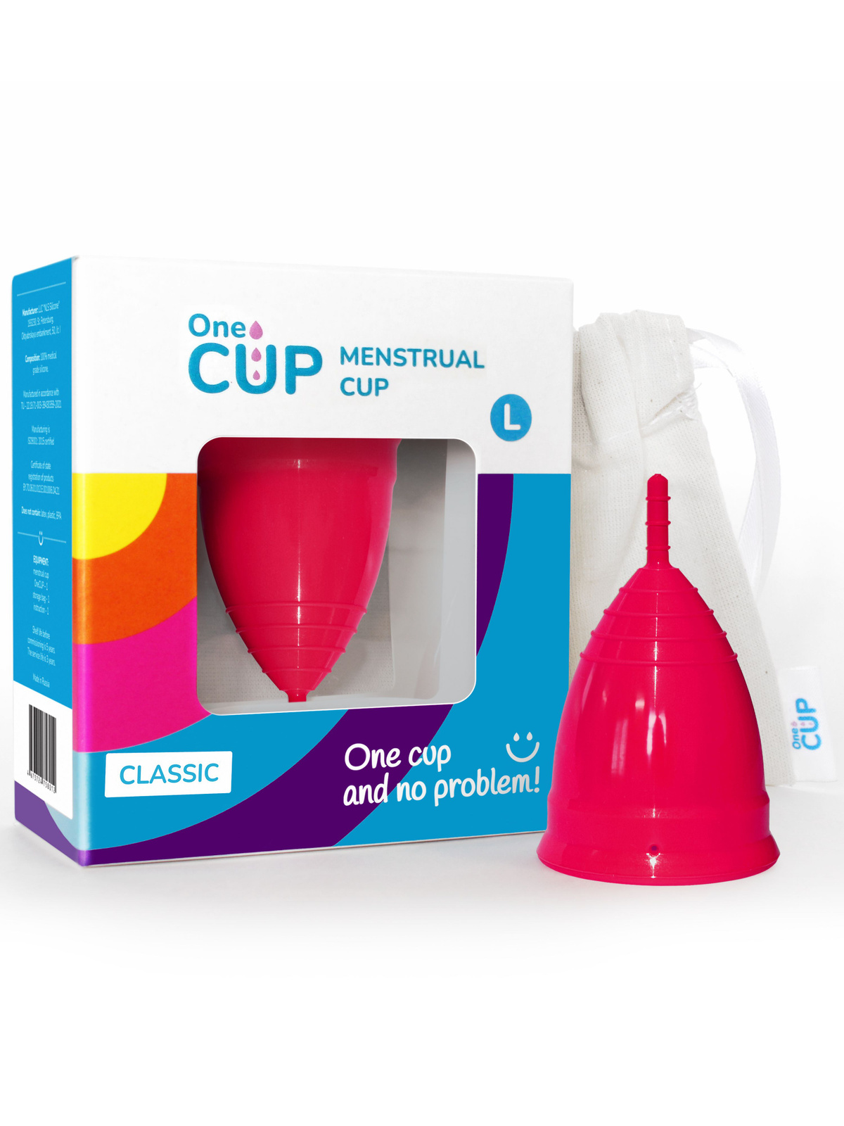 Менструальная чаша OneCUP Classic розовая размер L (для обильных выделений)