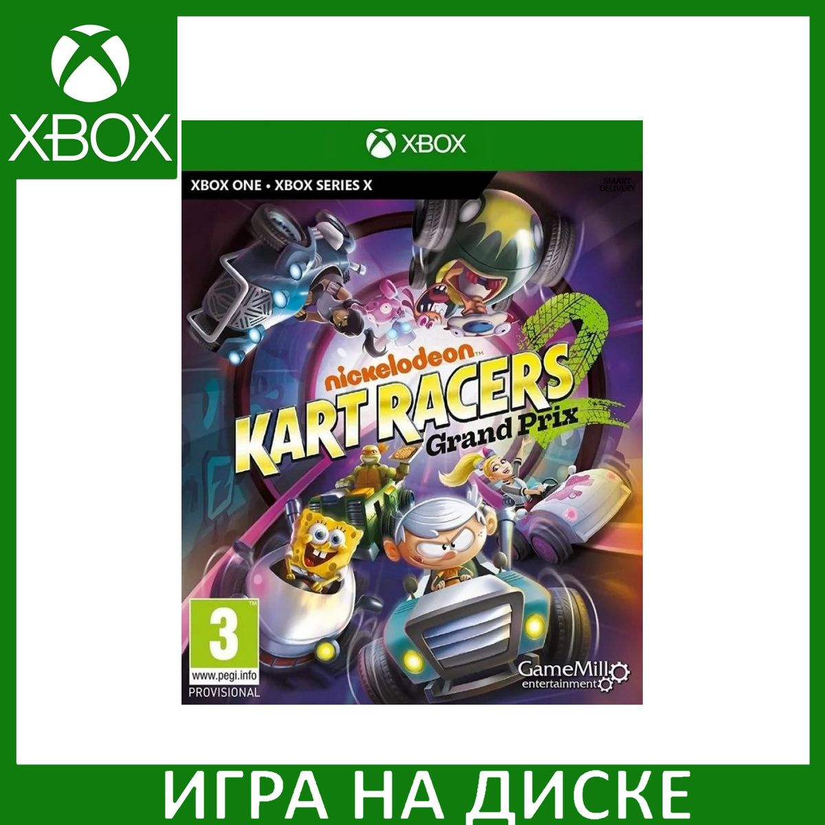 Диск с Игрой Nickelodeon Kart Racers 2: Grand Prix (Xbox One/Series X). Новый лицензионный запечатанный диск.