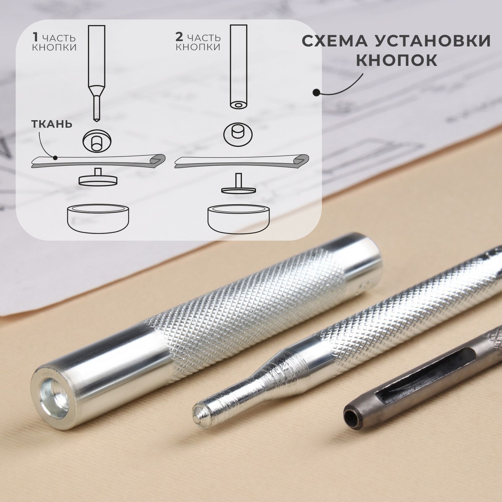 НаборинструментовдляручнойустановкиS-образныхкнопок№831,d-15мм