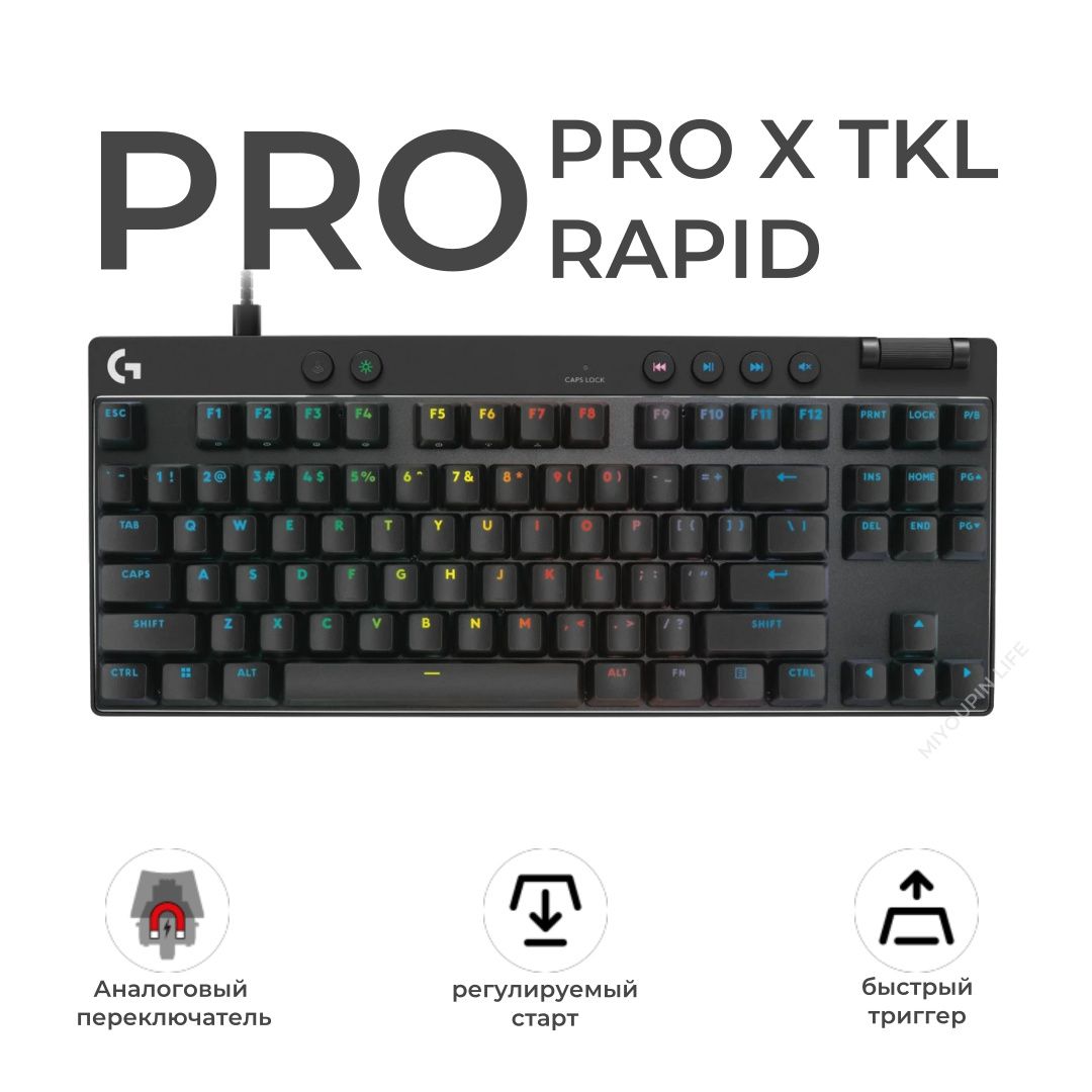 LogitechИгроваяклавиатурапроводнаяPROXTKLRAPIDLIGHTSYNCRGB,черный
