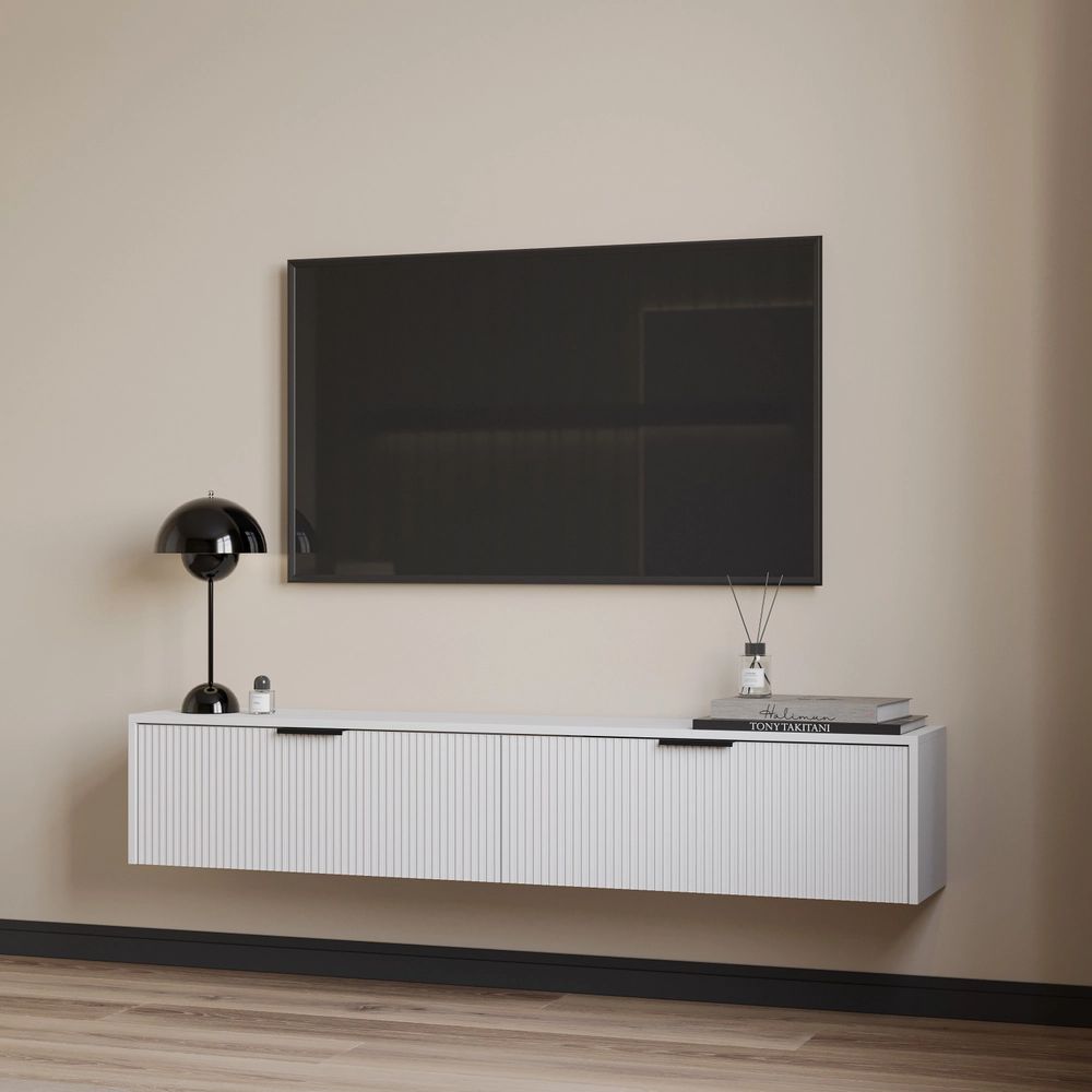 ТумбадляТВподвеснаяDIWOКраснодар160x27x30см,корпусбелый,фасадмдфбелый,черный