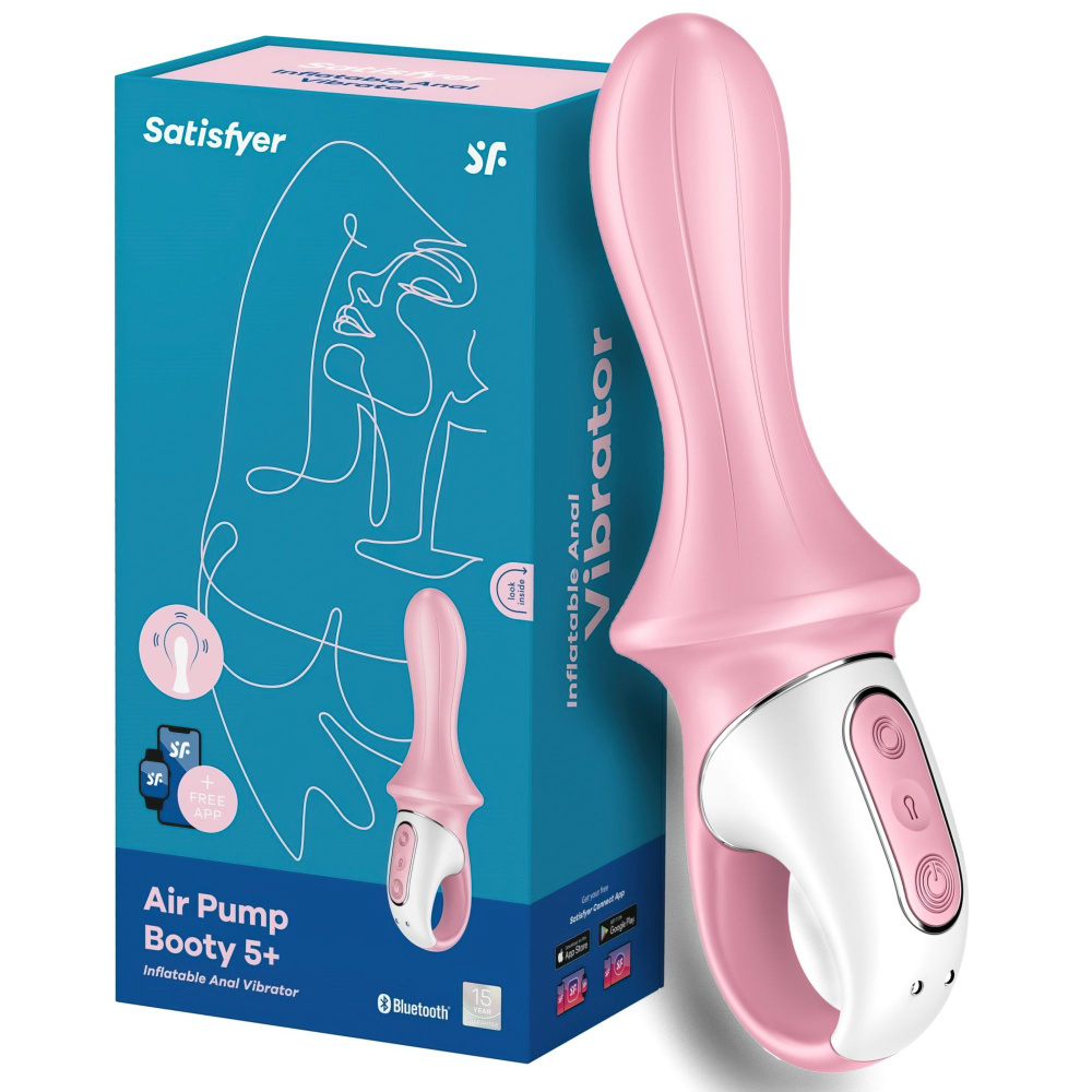 Расширяющийся анальный смарт-вибратор Satisfyer Air Pump Booty 5+ розовый  #1