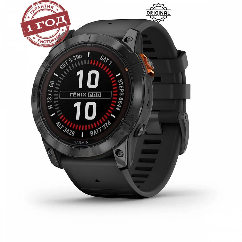 Умные часы Garmin FENIX 7X PRO Solar Edition серый корпус и черным ремешком (010-02778-01)  #1