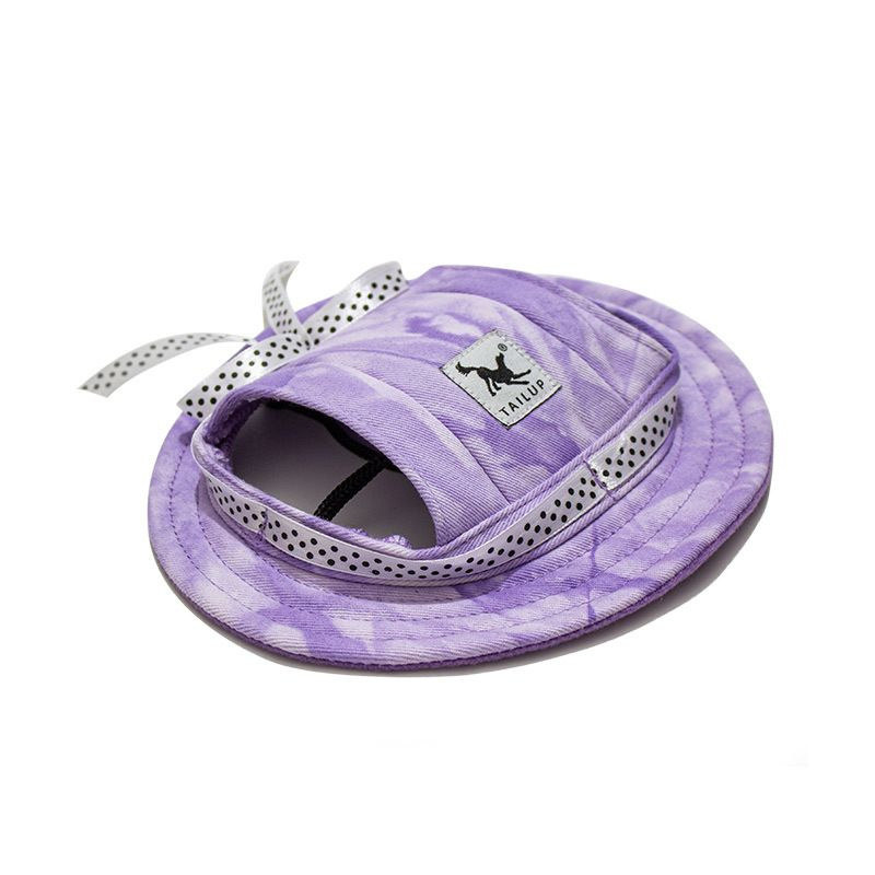 Шляпа для собак Arnydog с бантом "Горошек" фиолетовая tie-dye, размер M (11 см)  #1
