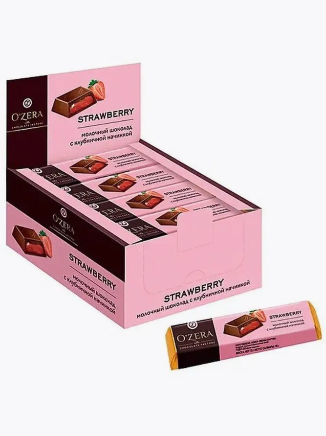 OZera, шоколадный батончик Strawberry, упаковка 20 штук по 50 грамм  #1