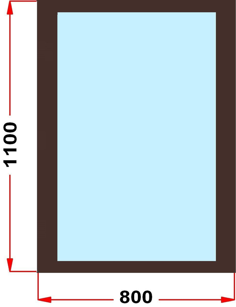Окно из профиля Grunder 60 мм (1100 x 800) , не открывающееся, стеклопакет 3 стекла, темно-коричневое #1