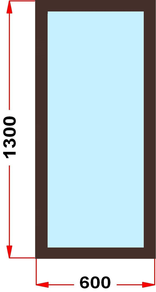 Окно из профиля Grunder 60 мм (1300 x 600), не открывающееся, стеклопакет 3 стекла, темно-коричневое #1