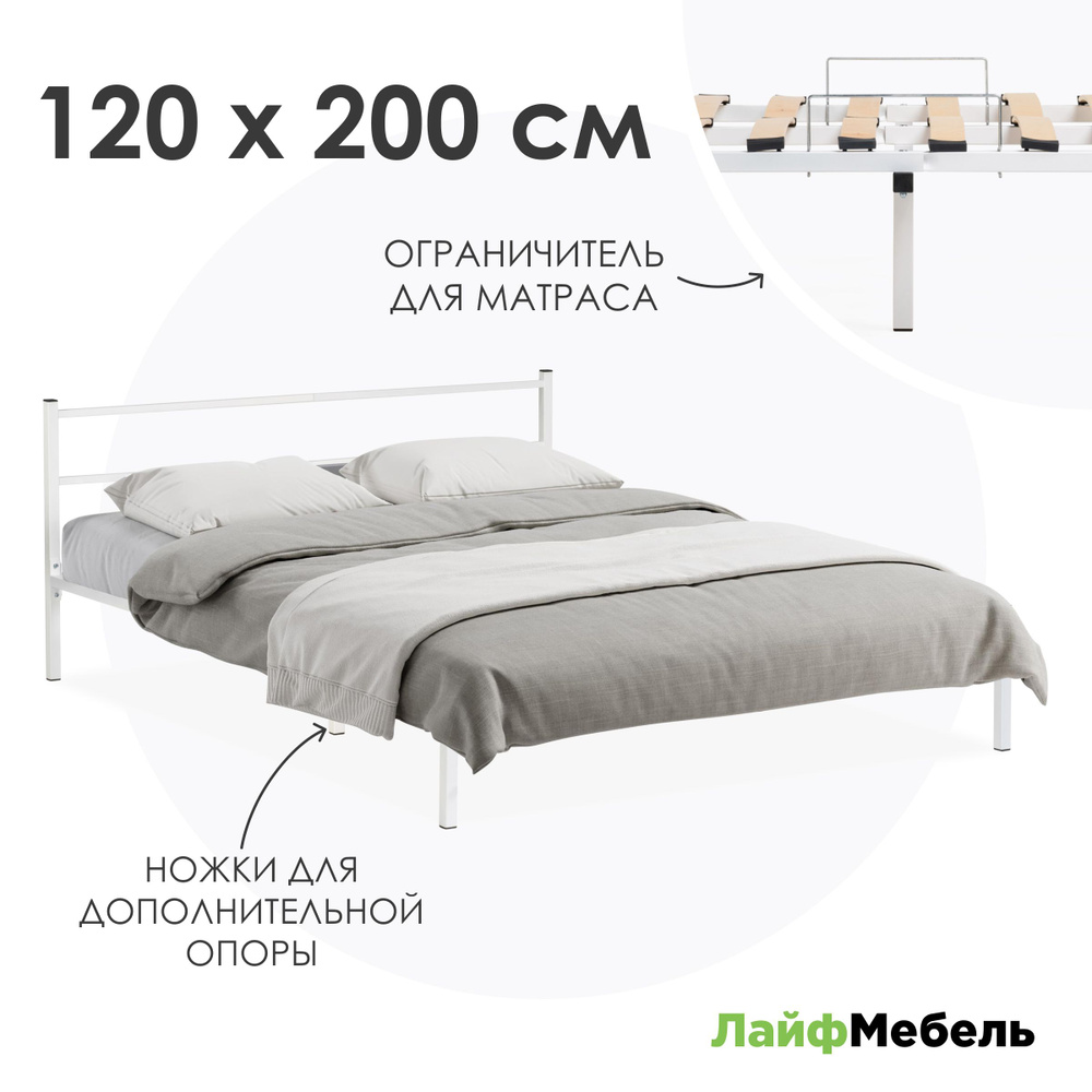 Полутораспальная кровать Фади 04 120х200 белая. Уцененный товар  #1