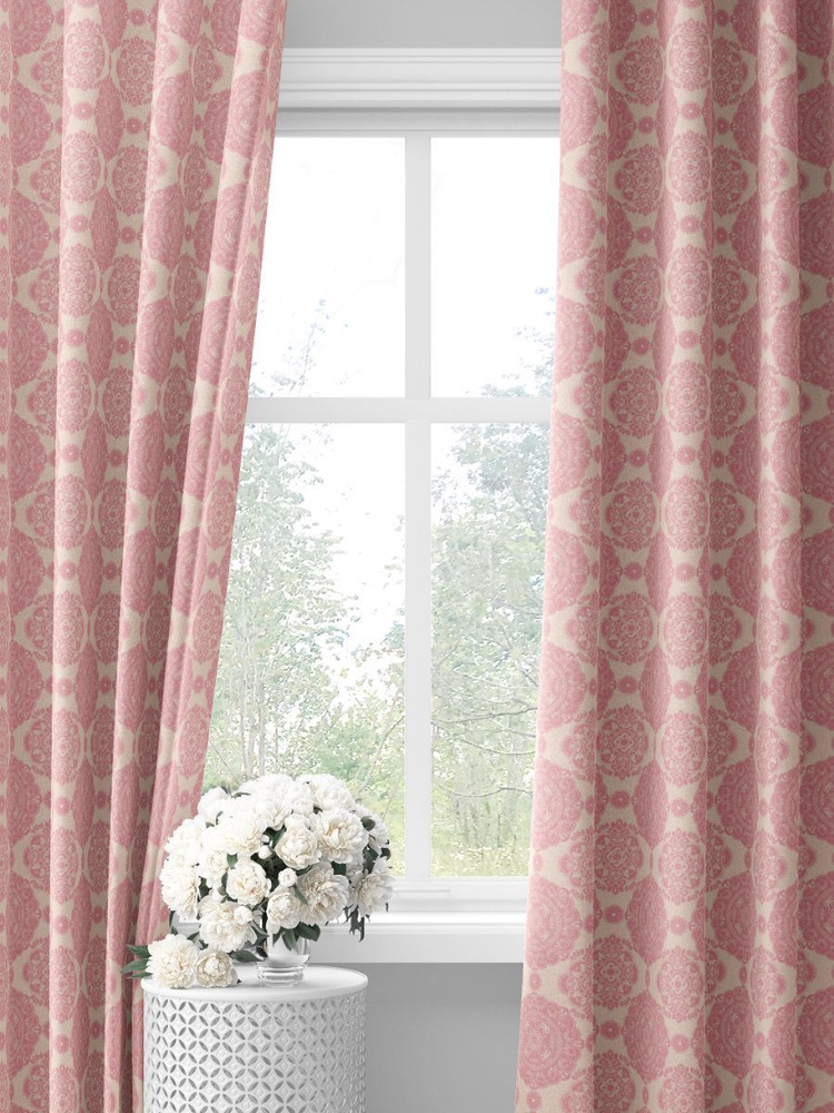 Кремовые шторы с розовыми мандалами decoracion #33120203 #1