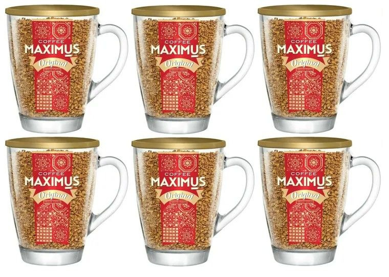 MAXIMUS COFFEE Кофе растворимый Maximus Original в стеклянной кружке 70г х 6 штук  #1