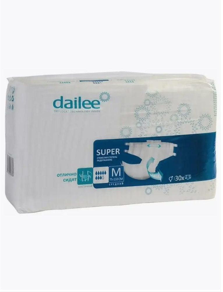 Dailee подгузники для взрослых для людей с тяжелой степенью недержания SUPER 30 шт. р-р M  #1