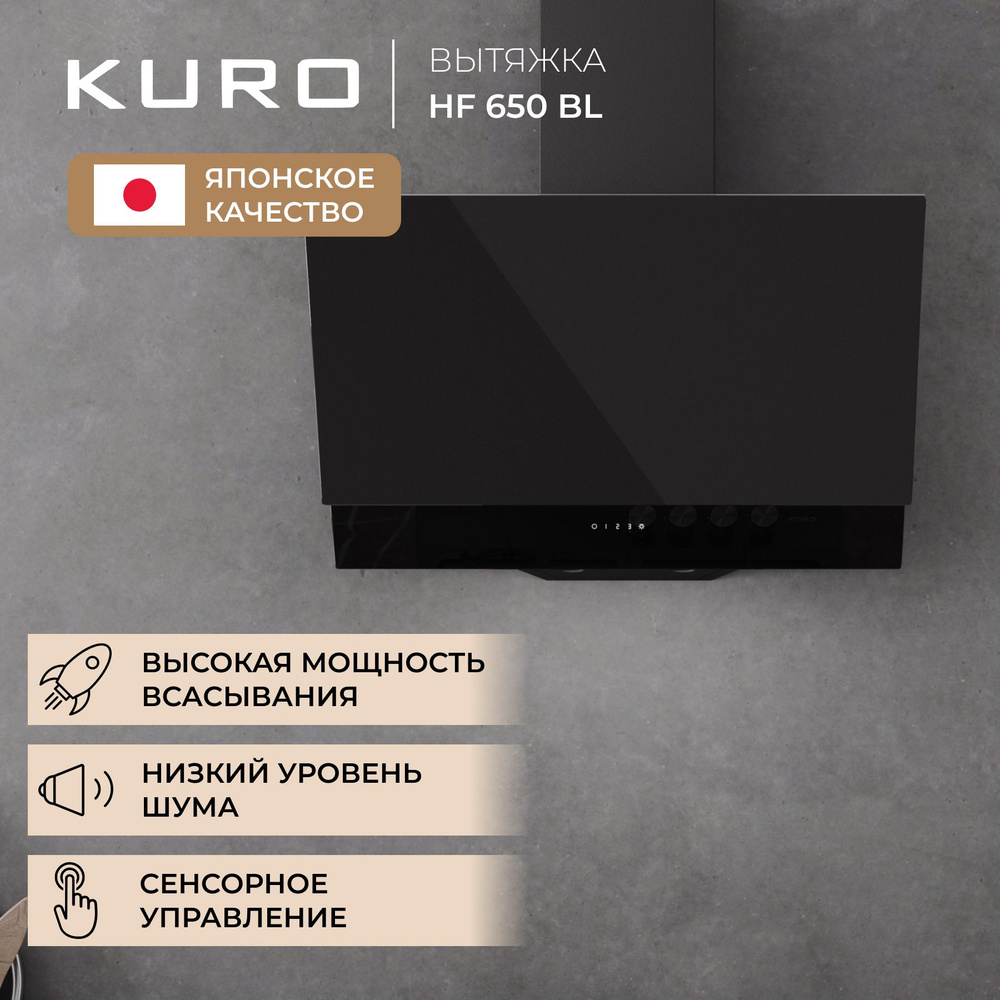 Вытяжка кухонная наклонная KURO HF 650 BL #1