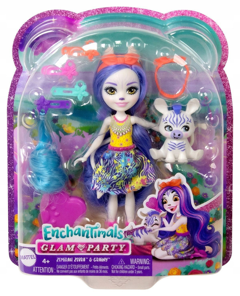 Кукла Enchantimals Mattel - Набор Zemirah Zebra & Grainy с куклой, фигуркой зебры и аксессуарами для #1