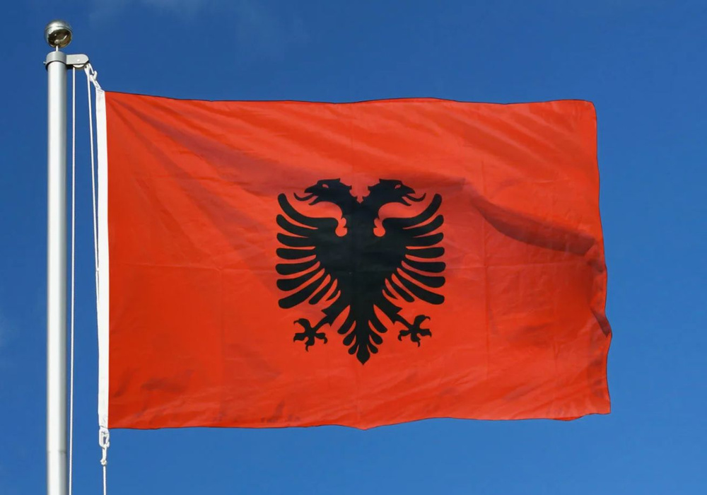 Двусторонний флаг Албании 40х60 см на лодку, катер или яхту с люверсами  #1
