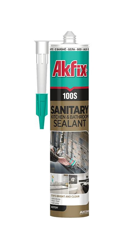 Герметик санитарный силиконовый Akfix 100S, белый, 280 мл #1