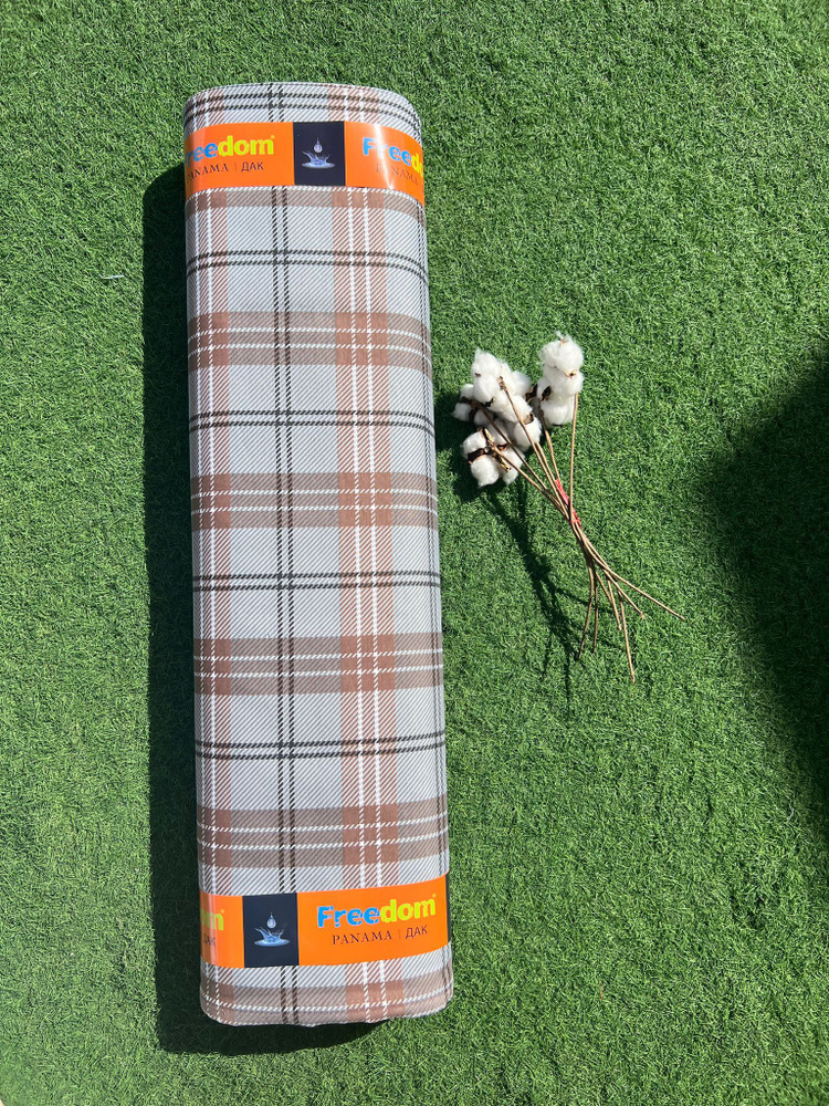 Ткань DUCK с водоотталкивающей пропиткой, 100*180 см, принт Шотландская рубашка цвет серо-бежевый  #1