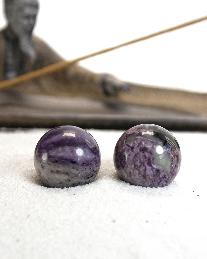 Массажные шары Баодинг Чароит - диаметр 29-30 мм, натуральный камень, 2 шт - для стоунтерапии, здоровья #1