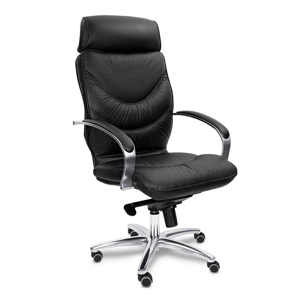 Кресло для руководителя Leeds Chrome A Кожа/Кожзам (Цвет: черный)  #1