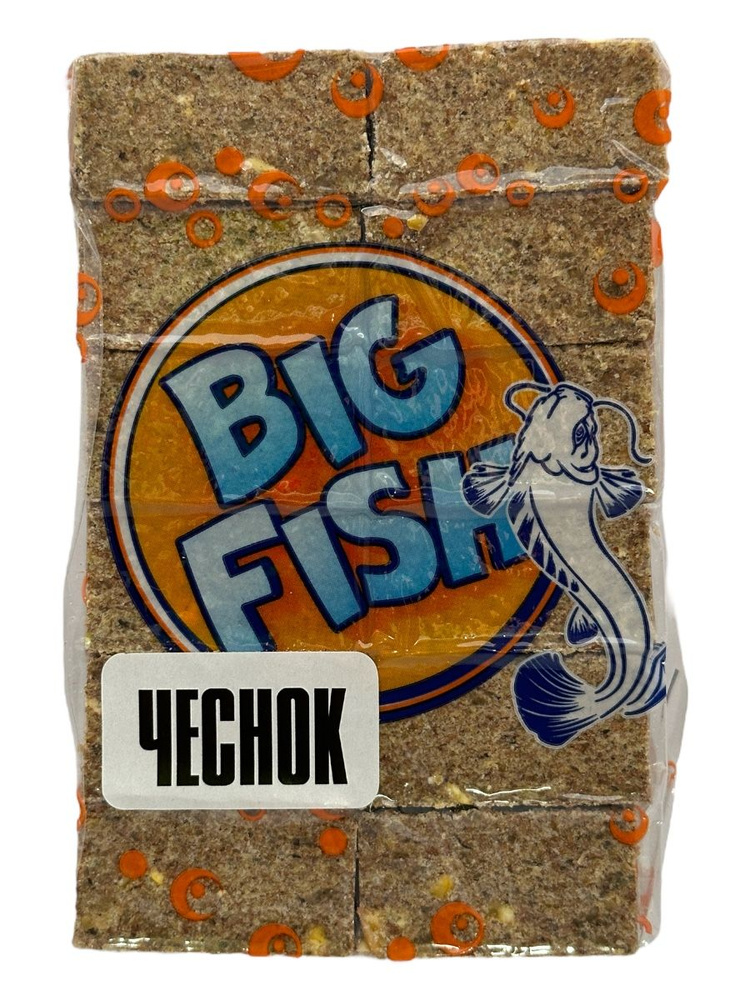 Прикормка натуральная. Жмых кукурузный, макуха Big Fish, аромат - чеснок, 12 кубиков  #1