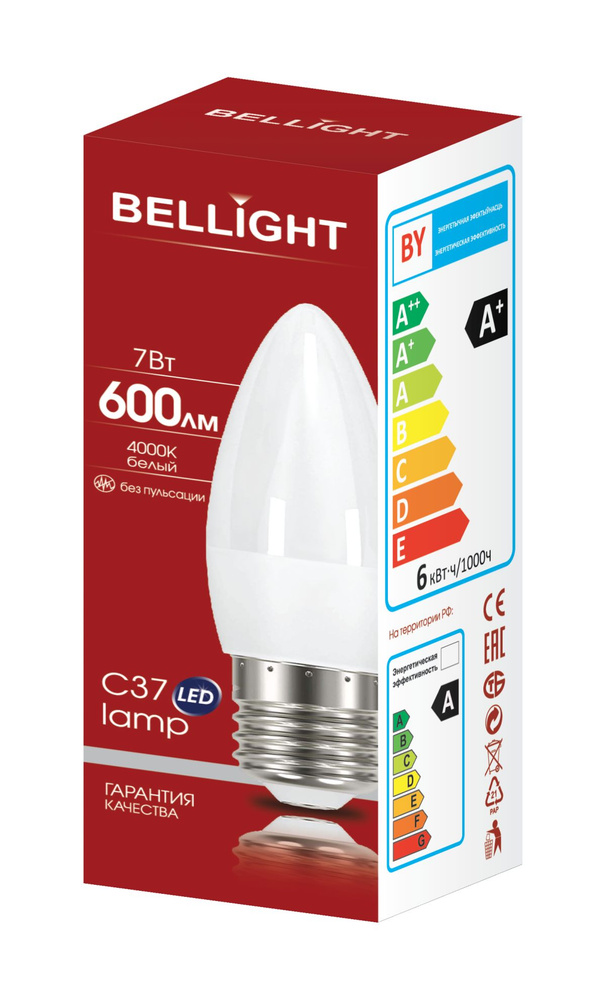 Лампа светодиодная С37 7Вт Е27 4000К LED Bellight #1