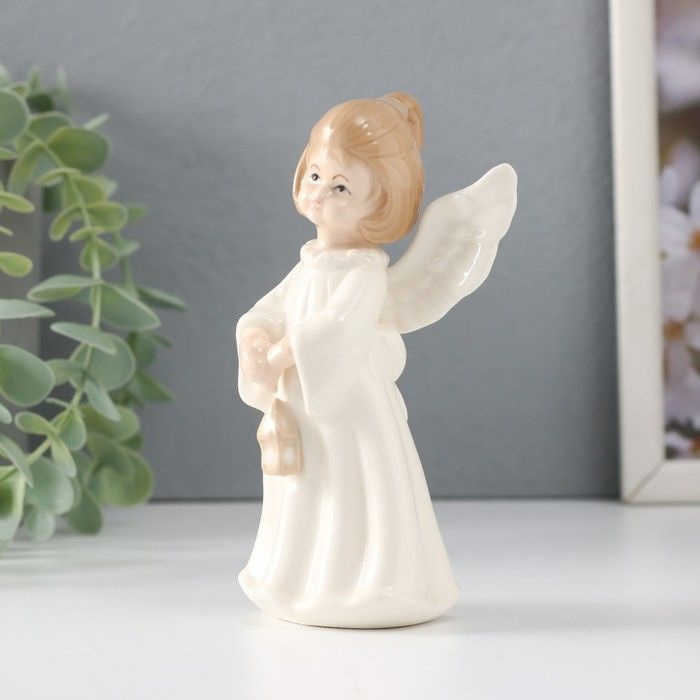 Сувенир керамика "Девочка-ангел с фонариком" 8,5х5,3х12,5 см  #1