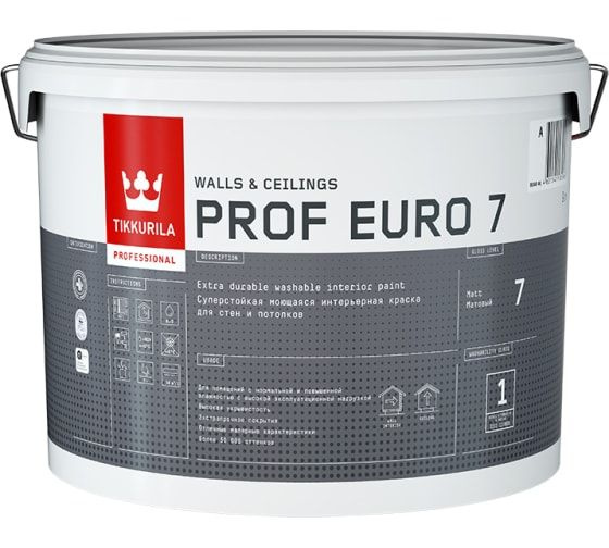 Краска интерьерная Tikkurila PROF EURO 7 матовая, база A, 9л #1