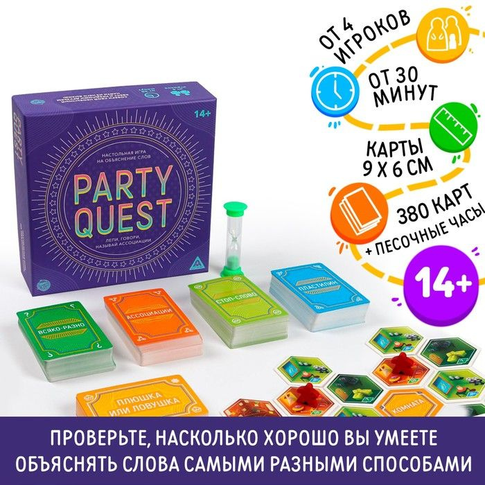 Настольная игра на объяснение слов PARTY QUEST. Лепи, называй ассоциации, говори, 14+  #1