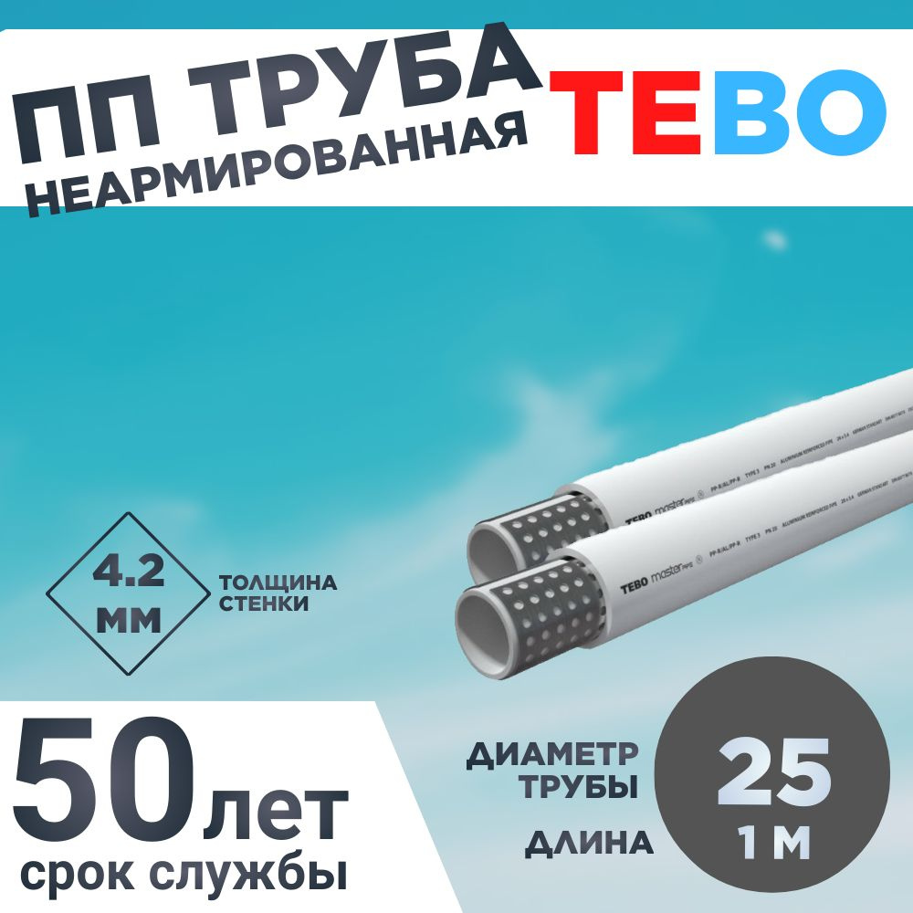 Полипропиленовая Труба армированная алюминием 25х4,2 Master Pipe L1M TEBO  #1