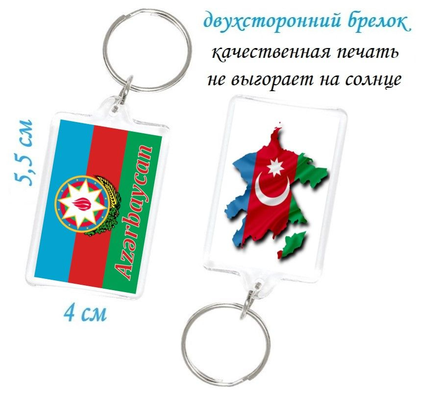 брелок Азербайджан флаг герб для ключей / флаг Азербайджан / атрибуты Азербайджана / брелок Азербайджан #1