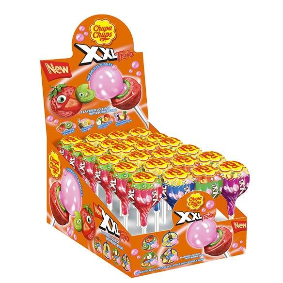 Карамель Chupa Chups XXL Trio с жевательной резинкой, 29г x 40 шт #1