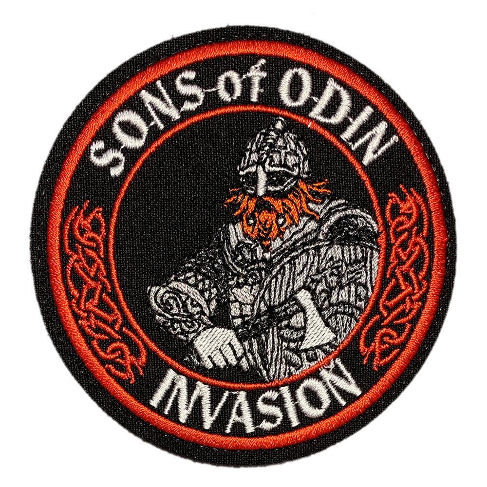 Нашивка, шеврон, патч (patch) на липучке Вальхалла Sons of Odin invasion, размер 8,5*8,5 см  #1