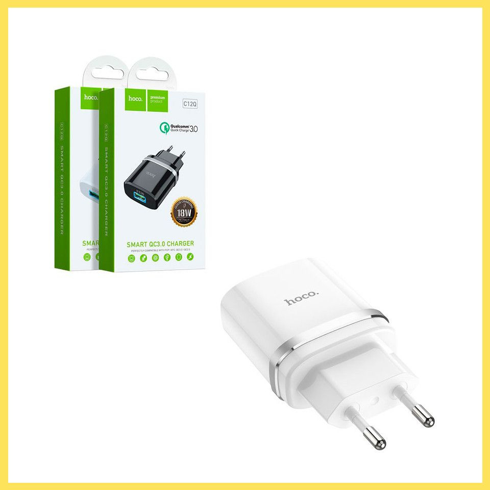Сетевое зарядное устройство USB Hoco C12Q ( 3A, QС3.0 ) Белый #1