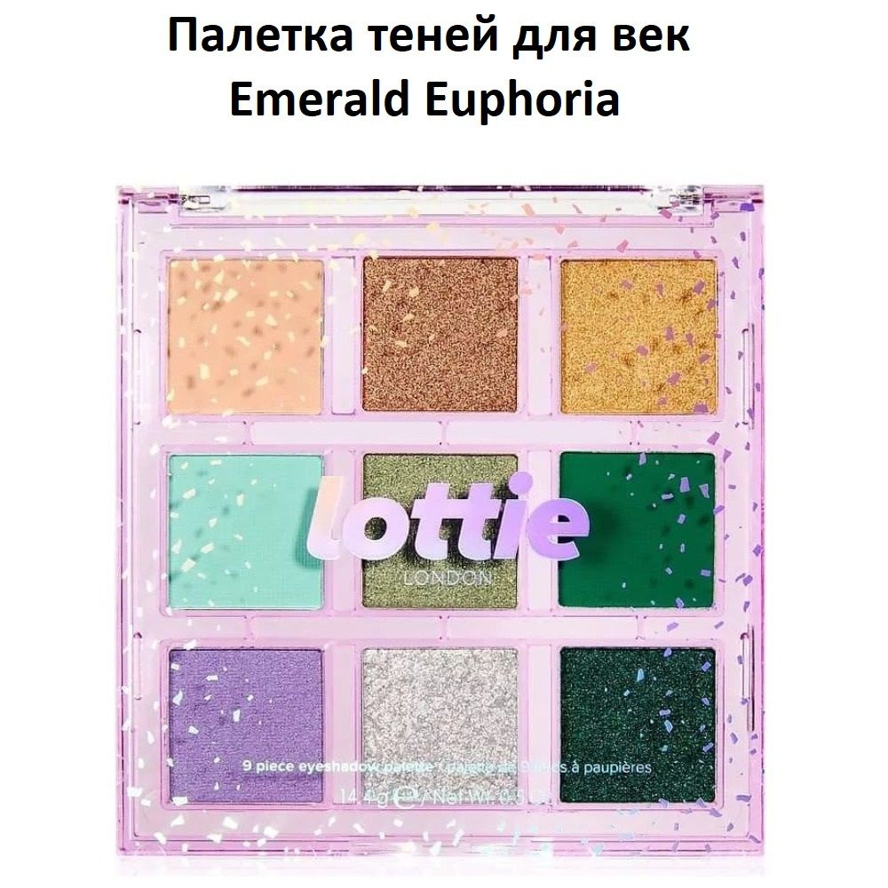 LOTTIE LONDON Палетка теней для век 9 оттенков Emerald Euphoria, 14,4 г #1