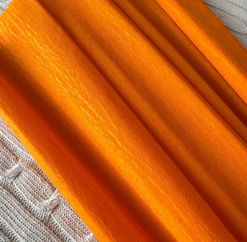 Бумага крепированная, гофрированная, креповая, цветная, упаковочная, цветная светло-оранжевая 32 г/м, #1