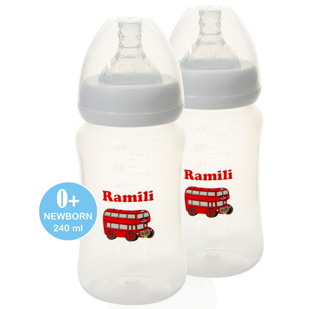 Набор из двух противоколиковых бутылочек Ramili Baby 240MLX2 (240 мл. x2 , 0+, слабый поток)  #1