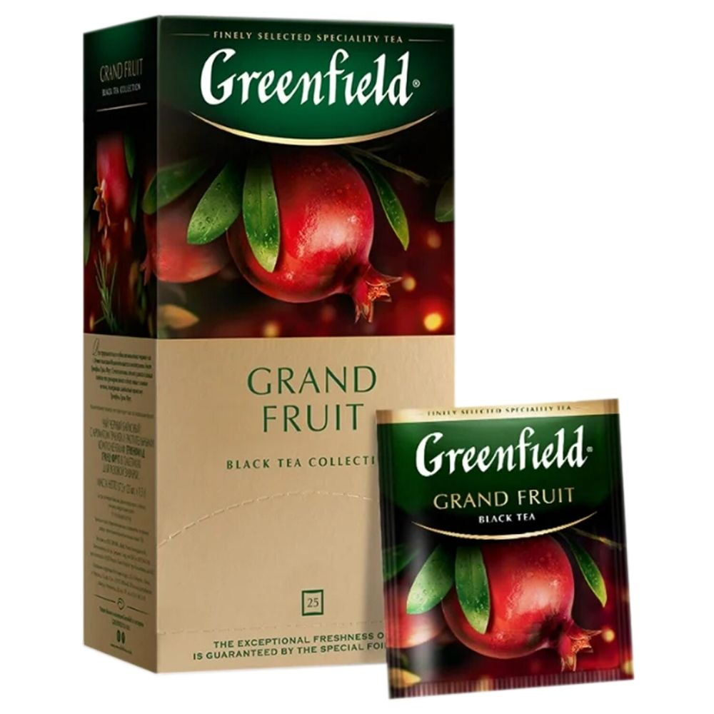 10шт - Чай черный в пакетиках 25шт "Grand Fruit". Чай гринфилд. Чай GREENFIELD черный с гранатом, гибискусом, #1