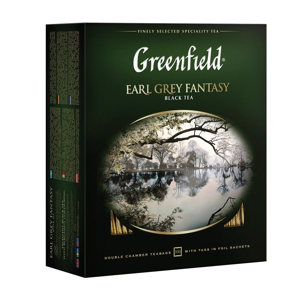 Чай GREENFIELD "Earl Grey Fantasy" черный с бергамотом и цитрусом, 100 пакетиков в конвертах по 2 г - #1
