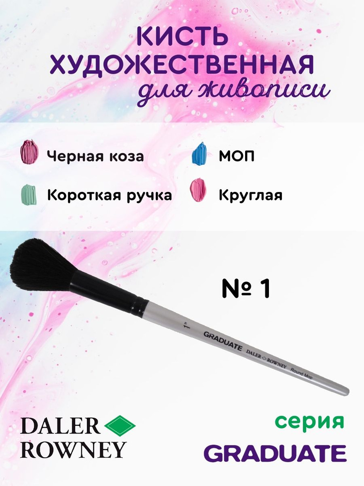 DALER ROWNEY GRADUATE кисть для рисования, черная коза, круглая, короткая ручка № 1  #1