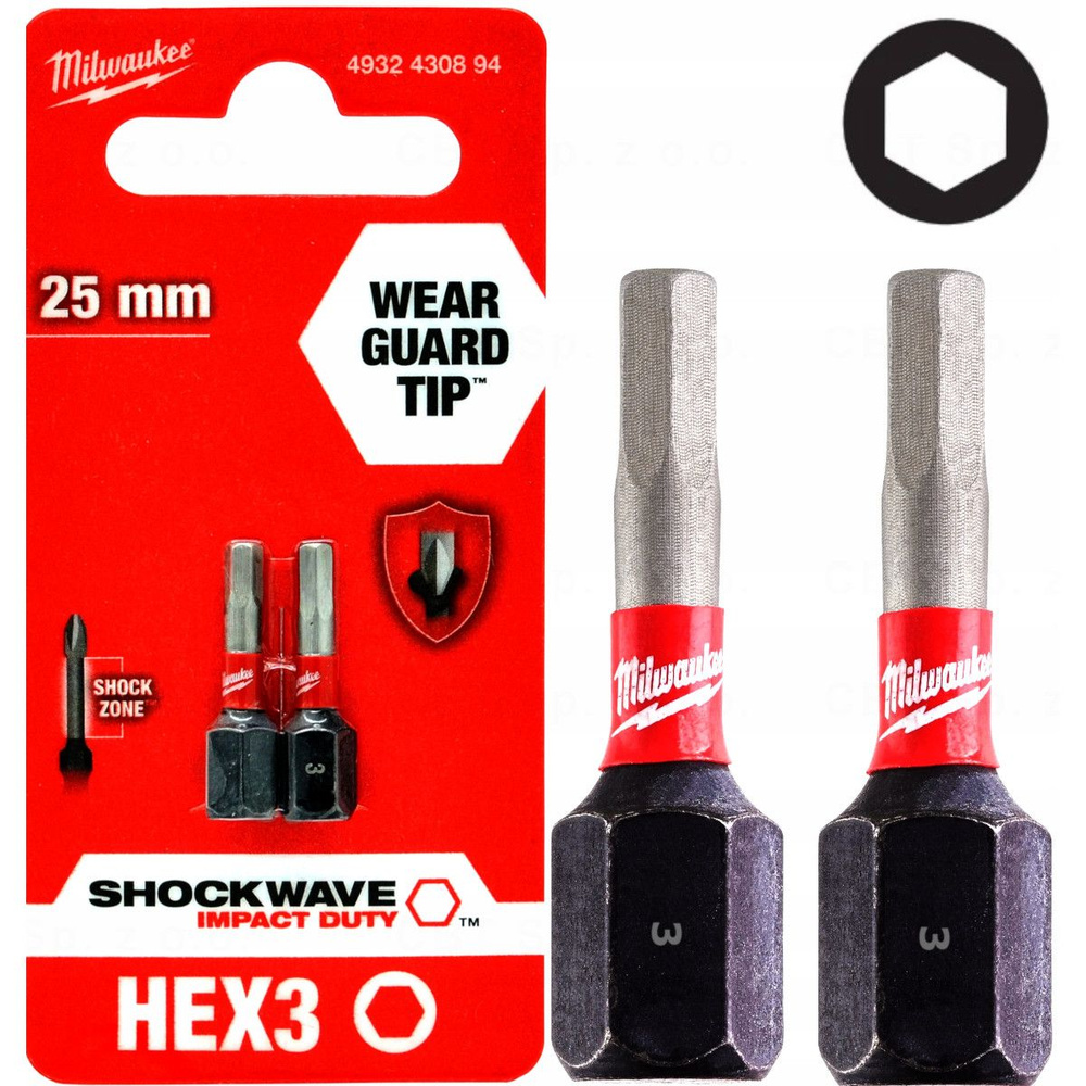 Набор Hex H3+H4+H5x25мм (по 2шт) Биты для шуруповёрта ударные Shockwave MILWAUKEE  #1